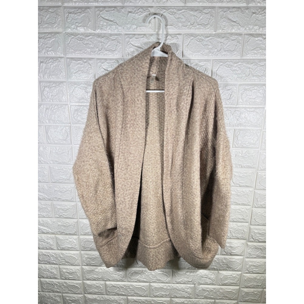 Lapis Womens Cozy Knit Large‎ Cardigan Shawl Collar Open Front Sweater Beige